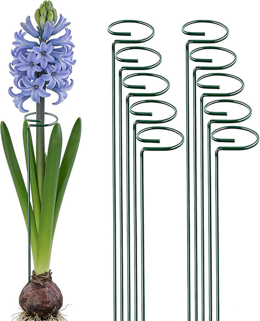 10 Pieces 24 inch Green Single Stem Plant Stakes Flower Support Rings,Gardening Planter Cages for Single Stem Flowers, Amaryllis, Peony, Lily,Narcissus