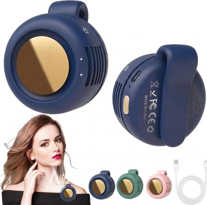 Portable Silent Mini Bladeless Fan Clip On, Small Fan Clip on for Shirt & Waist, Adjustable 3-Speed Suspended Whirlwind Fans, For Outdoor & Travel & Office, Travel Accessories, Gift (Black)