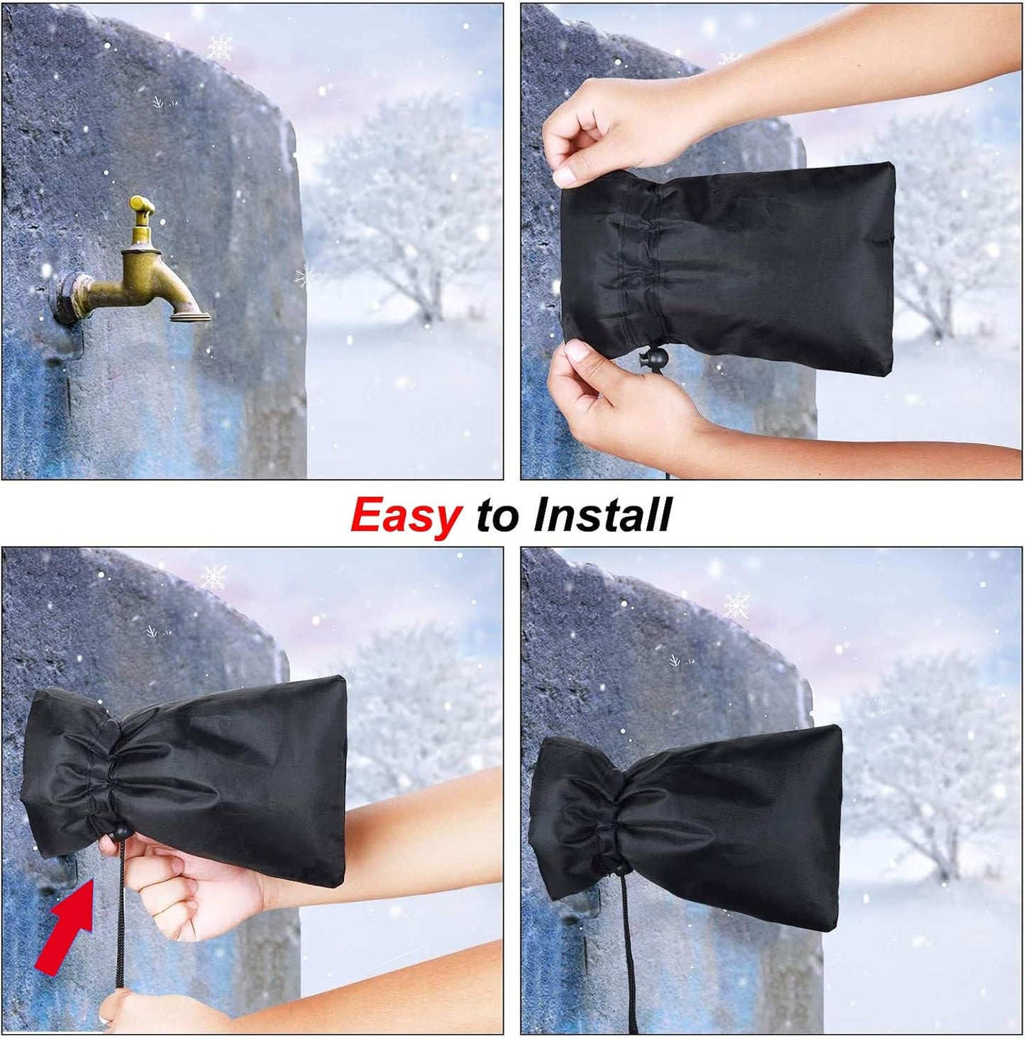 Outdoor Faucet Covers for Winter,9.8"x 7" Lengthened Outside Water Spigot Cover for Winter Freeze Protection,3M Thinsulate & 420D Oxford Waterproof Garden Faucet Socks for Winter,Black(2packs)