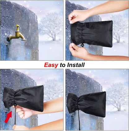 Outdoor Faucet Covers for Winter,9.8"x 7" Lengthened Outside Water Spigot Cover for Winter Freeze Protection,3M Thinsulate & 420D Oxford Waterproof Garden Faucet Socks for Winter,Black(2packs)