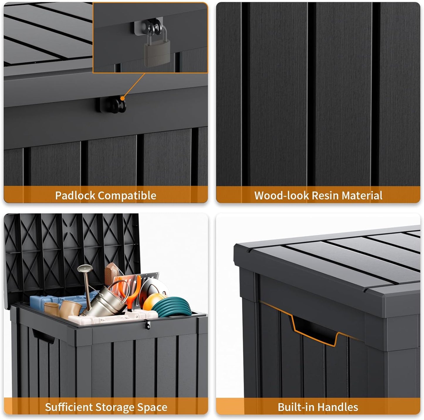 Package Delivery Box, Lockable Resin Outdoor Package, Waterproof Deck Box for Porches, Patios, Indoor & Outdoor Use (70 Gallon, Grey)