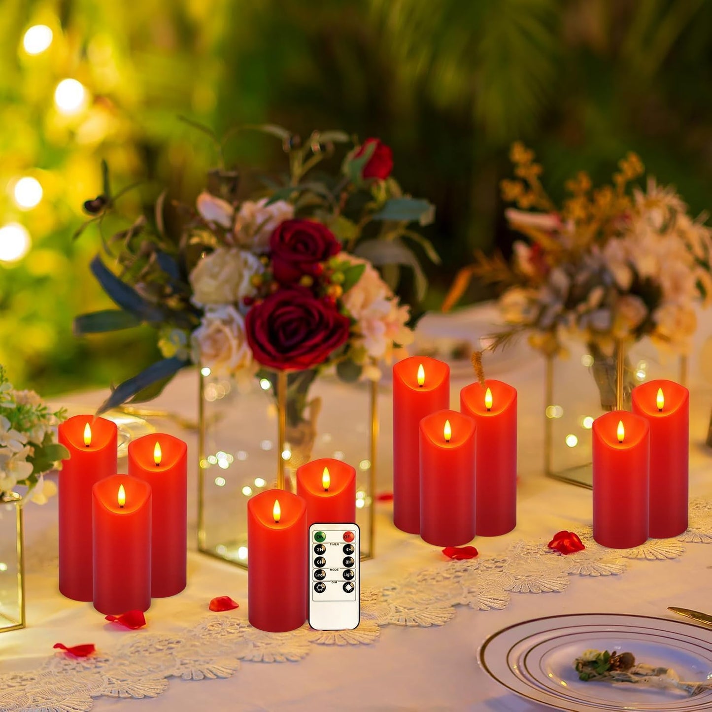 YOROXRG Set of 24 Waterproof Outdoor Flameless Candles, LED Candles with 4 Remote and Timer,(H 4" 5" 6" x D 2.2"),for Christmas,Halloween,Wedding,Festival