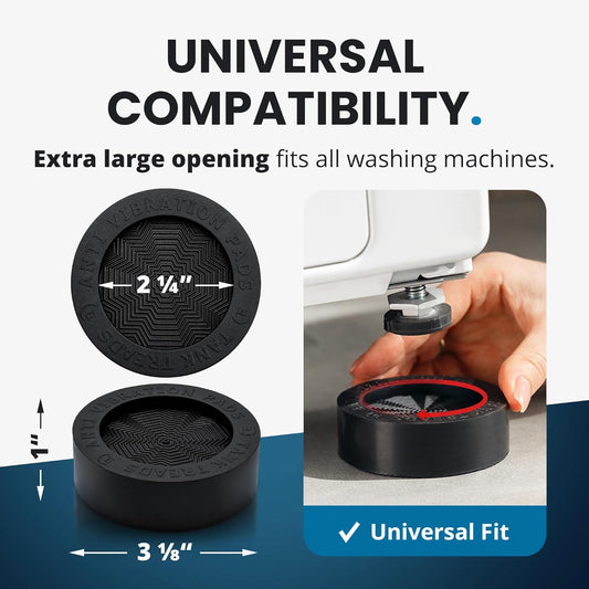 Anti Vibration Pads for Washing Machine with Tank Tread Grip XL | 4 Pack + Level | Stops Washer Dryer from Moving, Protects Floor | Rubber Antivibration Feet Stabilizer for Leveling Washer Machine
