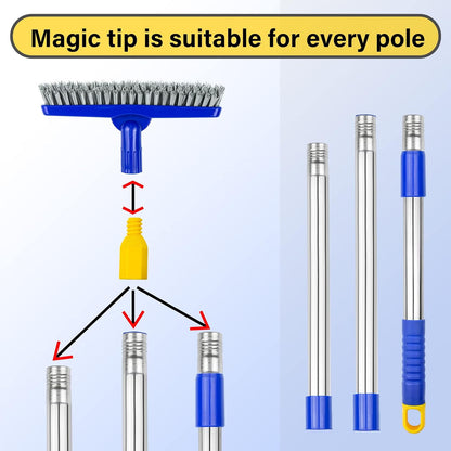 ITTAR Grout & Scrub Brush Combo, Floor Scrubber with Long Handle, Multi-Purpose Stiff Bristles Cleaning Brush Set for Tile, Grout, Deck, Kitchen, Shower Floor (2 Pcs)