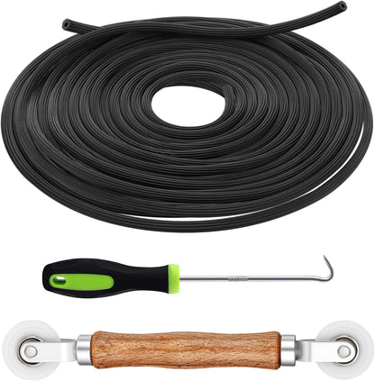 Screen Repair Kit - 3 in 1 Screen Tools Including Roller, 0.14in x 32.8ft Spline, Removal Hook for Replacing & Installing Door Window Screens