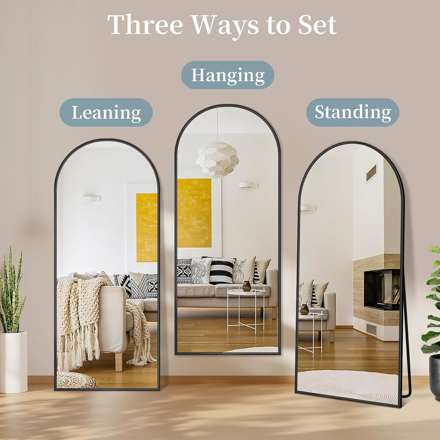 Full Length Mirror with Stand, 71"x28" Arched Full Body Large Stand Up Aluminum Frame Floor Standing Mirror, Freestanding Hanging Leaning Mounted for Bedroom Living Room Entryway Gold