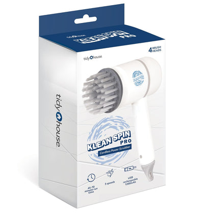 Klean Spin Cordless Electric Cleaning Brush – Rechargeable Handheld Power Scrubber for Bathroom, Kitchen, Tile & Grout – Includes 4 Interchangeable Brush