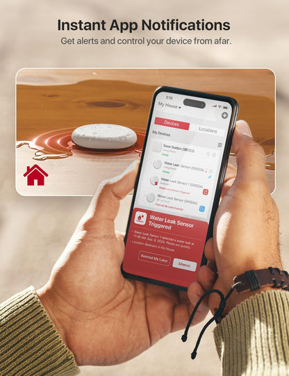 X-Sense Water Leak Detector Kit, Wi-Fi Water Sensor Alarm, SWS0A41 | Base station included for app alerts; water alarm coverage for sinks, heaters, washers, bathrooms, basements and garages