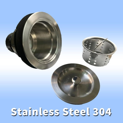 Kitchen Sink Drain Strainer Assembly, 3-1/2 Inch 304 Stainless Steel Sink Drain Kit with Deep Removable Basket, Stopper & Sealing Lid, Fits Standard Kitchen Sinks, Prevents Clogs，Brushed Color
