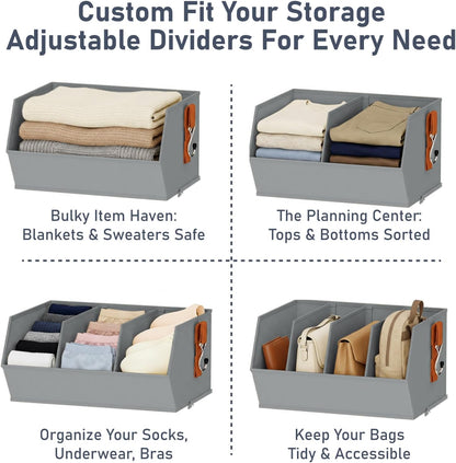 Hanging Closet Organizer Extra Large, Clothes Hanging Shelves for Closet with Divider, Collapsible Closet Storage System, Fabric Closet Hanging Organizer for Home, Dorm, Rv, ,Handbags, Underwear, Sock