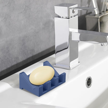 Silicone Soap Dish Set,3PCS Self Draining Soap Holder for Bar Soap | Self draining silicone soap dish with drainage,waterfall design keeps bar soap dry,extended soap holder for shower,bathroom