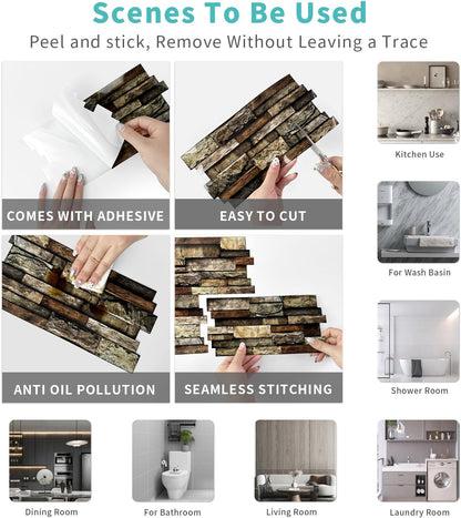 36 Sheets of Self Adhesive Marble Tile Wall Tiles Vinyl Sticker | 9.68 x 4.72in Water Resistant, Easy to Stick and Peel off, Suitable for DIY Decoration on Ceilings and Walls (Black)