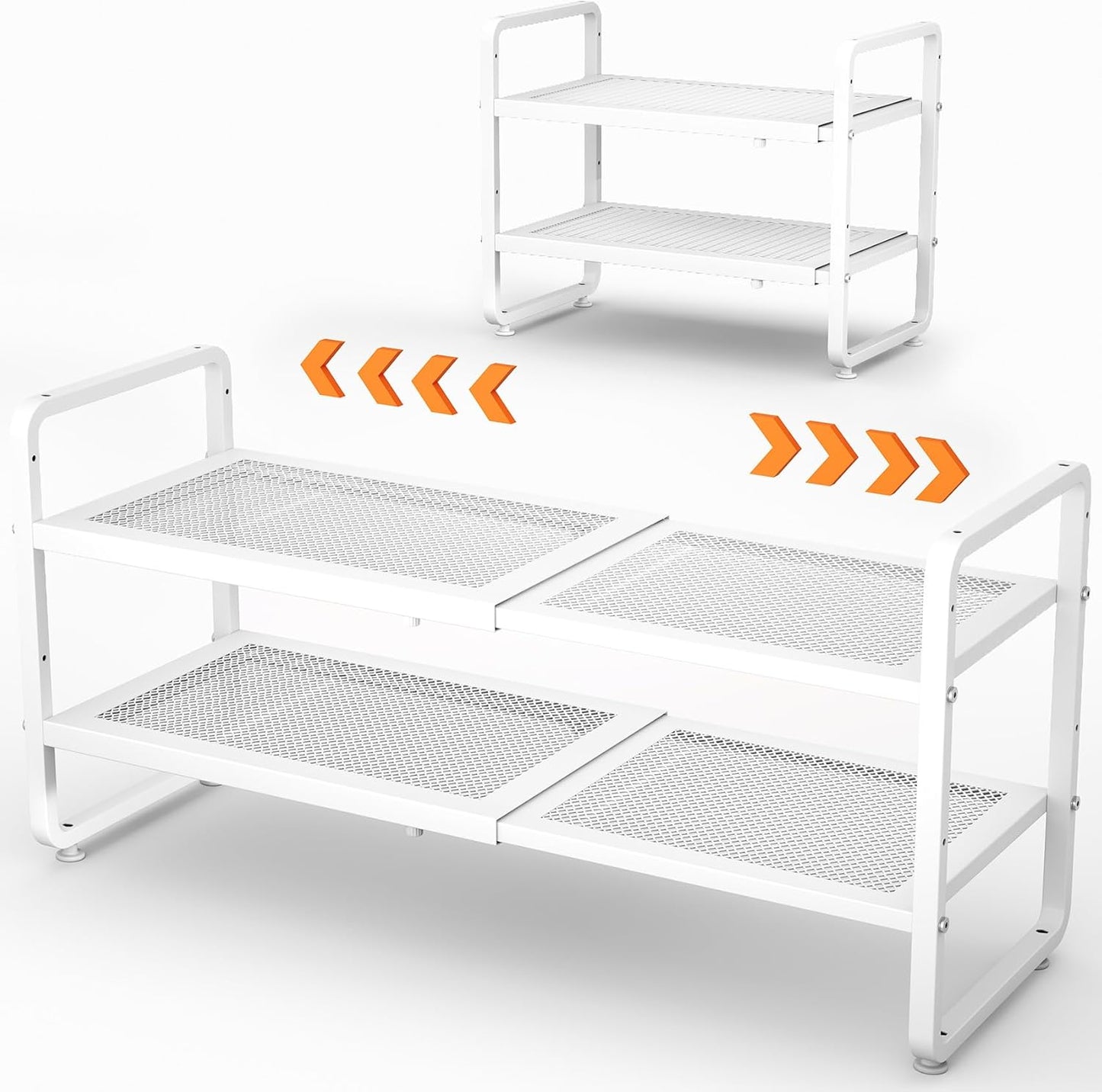 SNTD Shoe Rack - Expandable Shoe Organizer for Closet, Adjustable Metal Shoe Shelf Storage, Stackable Long Shoe Stand Holder for Garage, Entryway, Door Entrance (Black, 2-Tier)