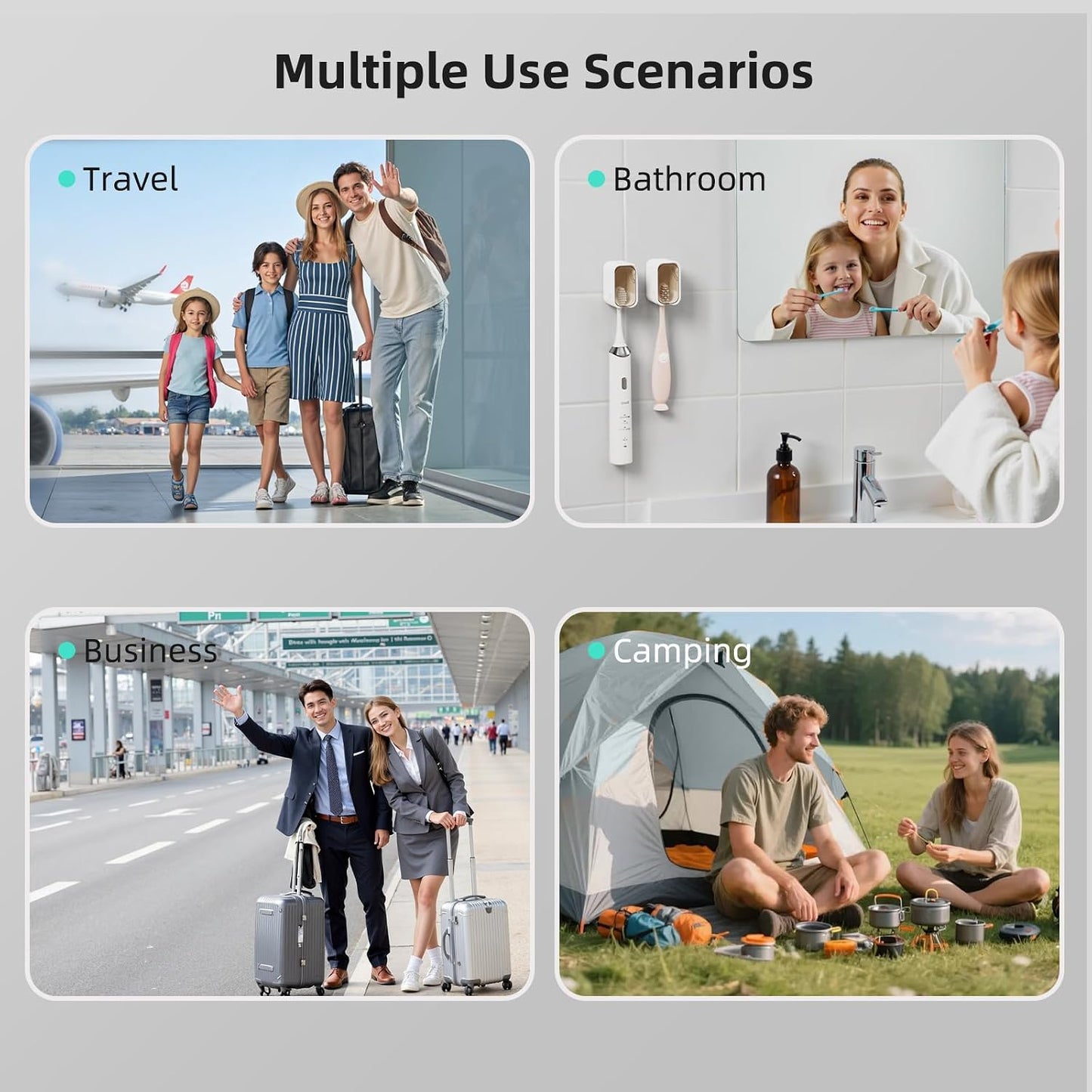 Travel Toothbrush Cover 2PCS,【Innovative Band Design】 Stay Closed Electric Toothbrush Covers Caps, Toothbrush Head Cover for Travel, Camping,Bathroom, Business