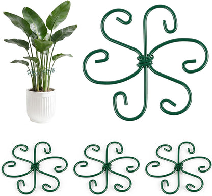 RELBRO Monstera Plant Supports, 4.3 Inch Metal Stem Support Holders Plant Stabilizer for Indoor Outdoor Potted Plants Growing Upright, Green, 4 Pcs
