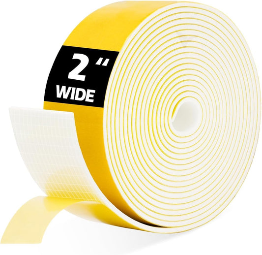DEMEDO Pipe Insulation Tape, Pipe Wrap Insulation Foam Tape Self Adhesive, Outdoor Water Pipe Insulation Roll for HVAC, AC Line Insulation, 2 inch x 16.5 FT Heat Tape for Water Pipe, White