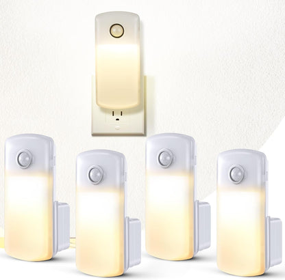 Enhon 4 Pack Emergency Power Failure Night Lights, Motion Sensor Night Light, Automatic Dusk to Dawn, Emergency Lights for Home, Bedrooms, Hallways, Black Outs, Rechargeable