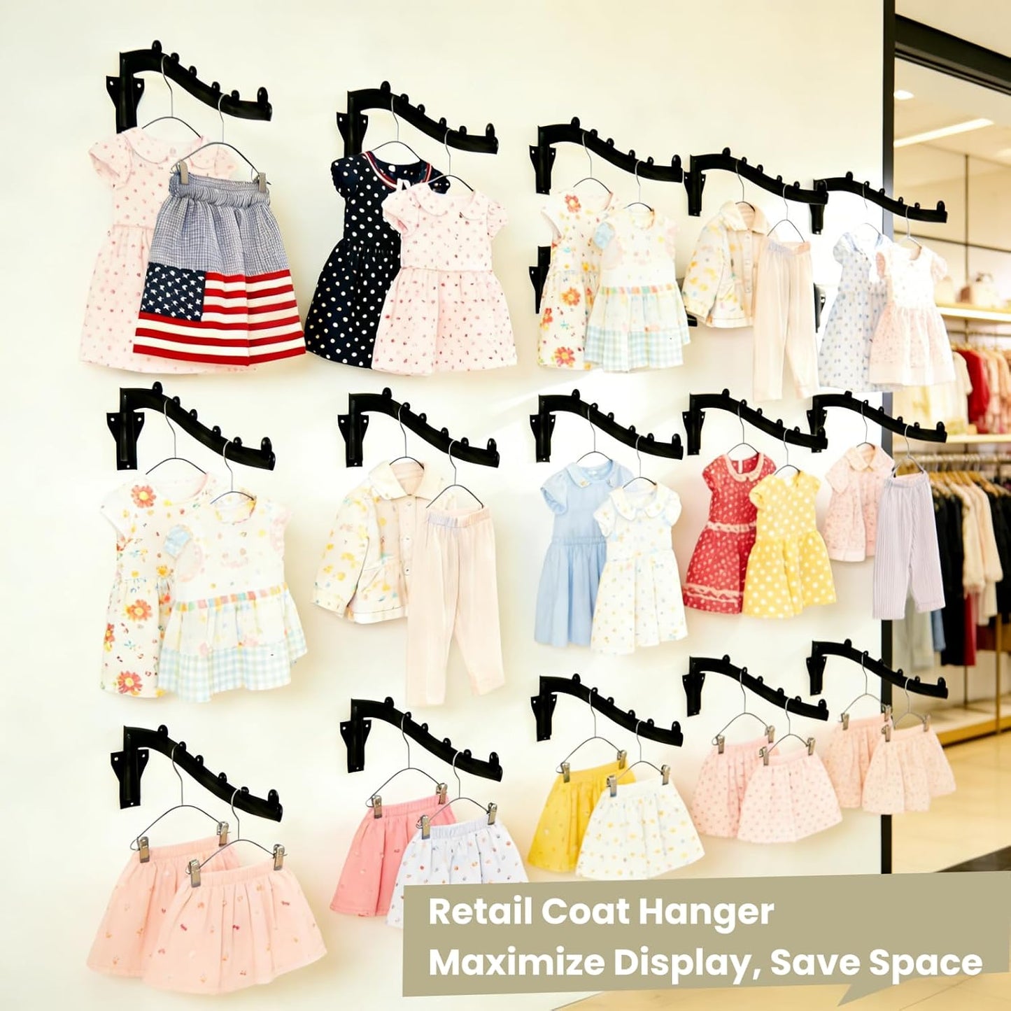 2pcs Swing Clothes Hanger Rack,Wall Mounted Clothes Rack | 10lb Max,Powder Coating Surface,Rust-Proof,16 inch Long Metal Hangers with 7 Hanging Hooks for Bathroom,Laundry Room