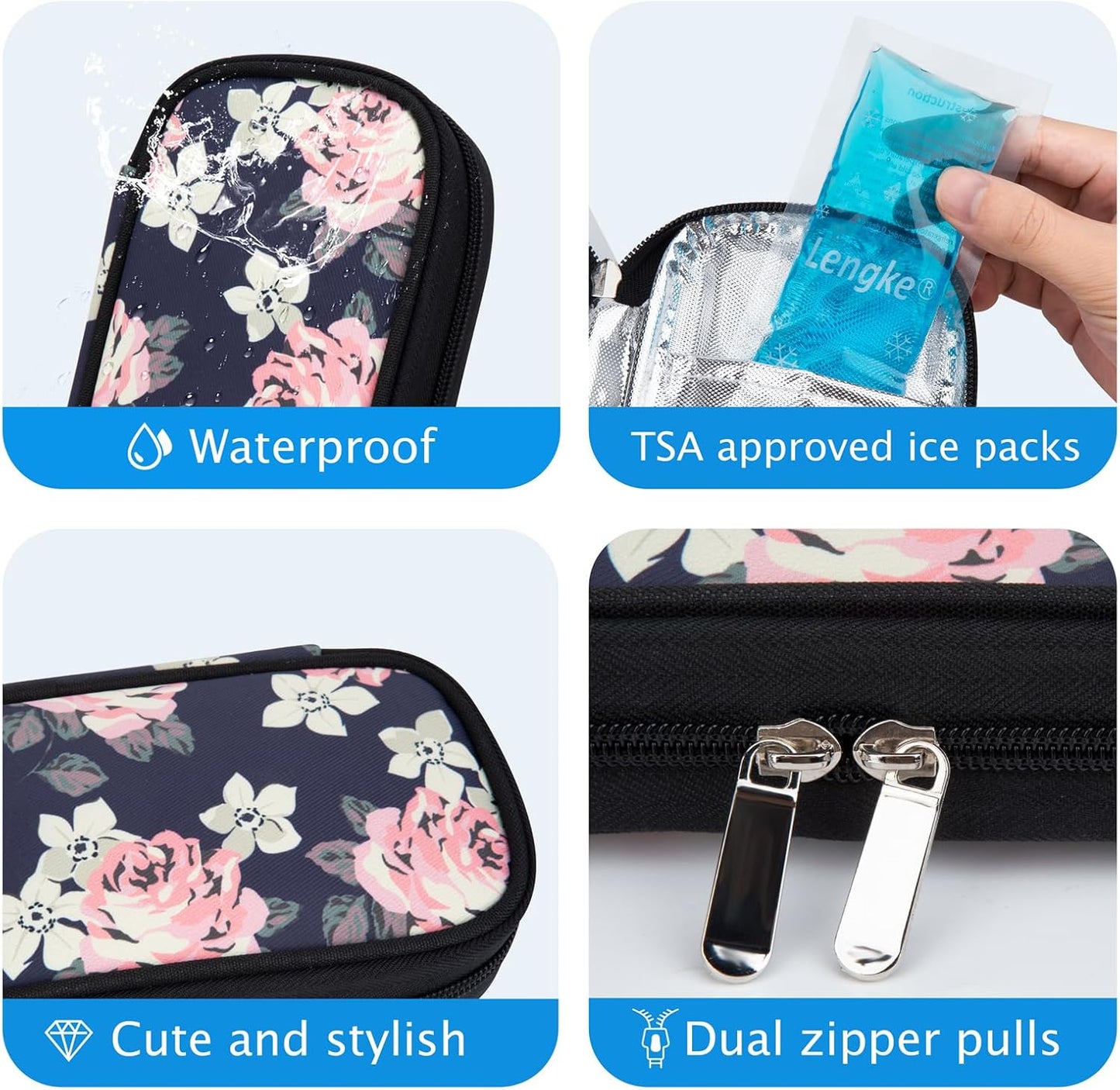 YOUSHARES Insulin Cooler Travel Case with Temperature Display - Refrigerated Medicine Cooling Bag with 2 TSA Approved Ice Pack, Medication Pen Diabetic Supplies Organizer for Trip and Daily