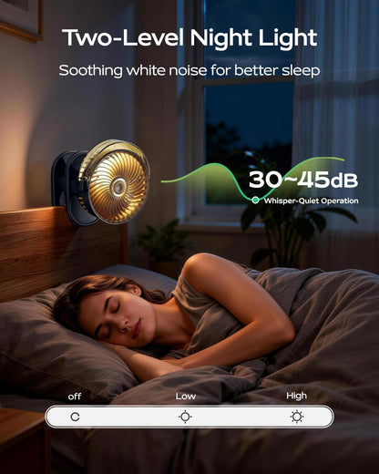 SWEETFULL Portable Misting Clip On Fan, USB-C Rechargeable Mini Personal Cooling Fan with 4 Speeds, 360° Rotatable, Quiet Cooling for Outdoor, Camping, Golf Cart, Travel, Stroller & Desk (Black)