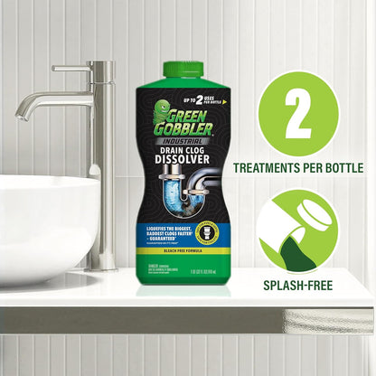 Green Gobbler Industrial Strength Grease and Hair Drain Clog Remover | Drain Cleaner Gel | Safe for Pipes, Toilets, Sinks, Tubs, Drains & Septic Systems (Packaging May Vary)