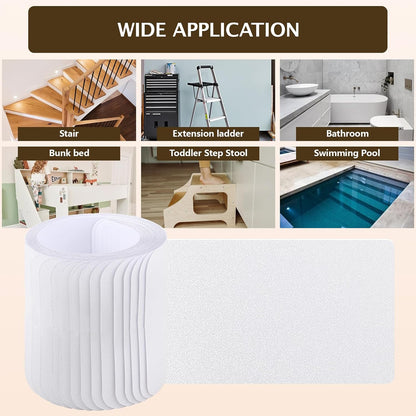 Clear Stair Treads Non Slip 30"x6", 18-Pack Anti Slip Strips for Wooden Steps Indoor, Transparent Adhesive Pre-Cut Step Grips, Safety for Elderly, Children and Dogs