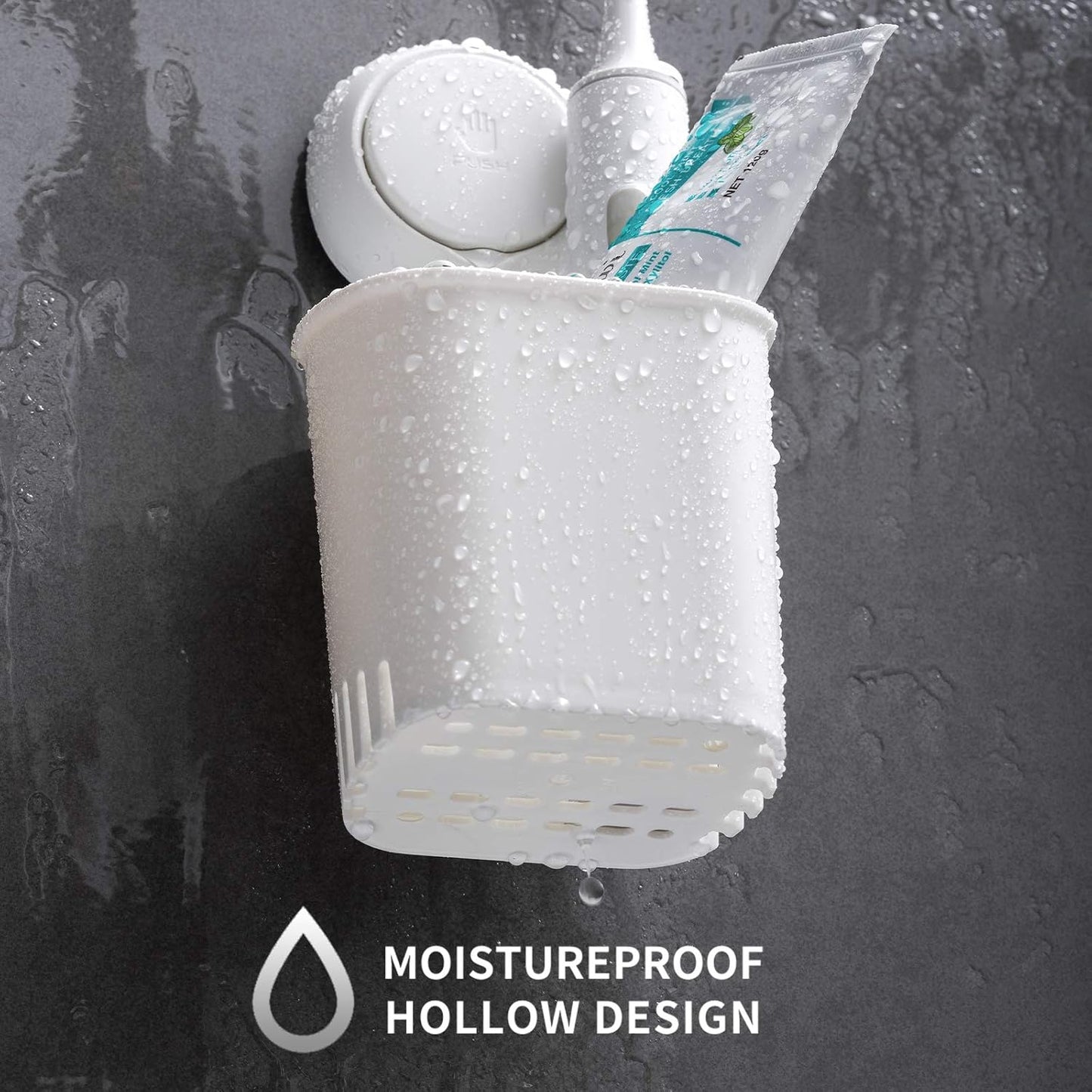 TAILI Upgraded Bathroom Mirror Suction Cup Toothbrush Holder with Razor Hook, Visible Safety Indicator, Large Capacity Inverted Trapezoid Design, Removable Shower Caddy for Toothbrush, Toothpaste, etc