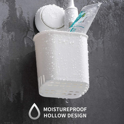 TAILI Upgraded Bathroom Mirror Suction Cup Toothbrush Holder with Razor Hook, Visible Safety Indicator, Large Capacity Inverted Trapezoid Design, Removable Shower Caddy for Toothbrush, Toothpaste, etc
