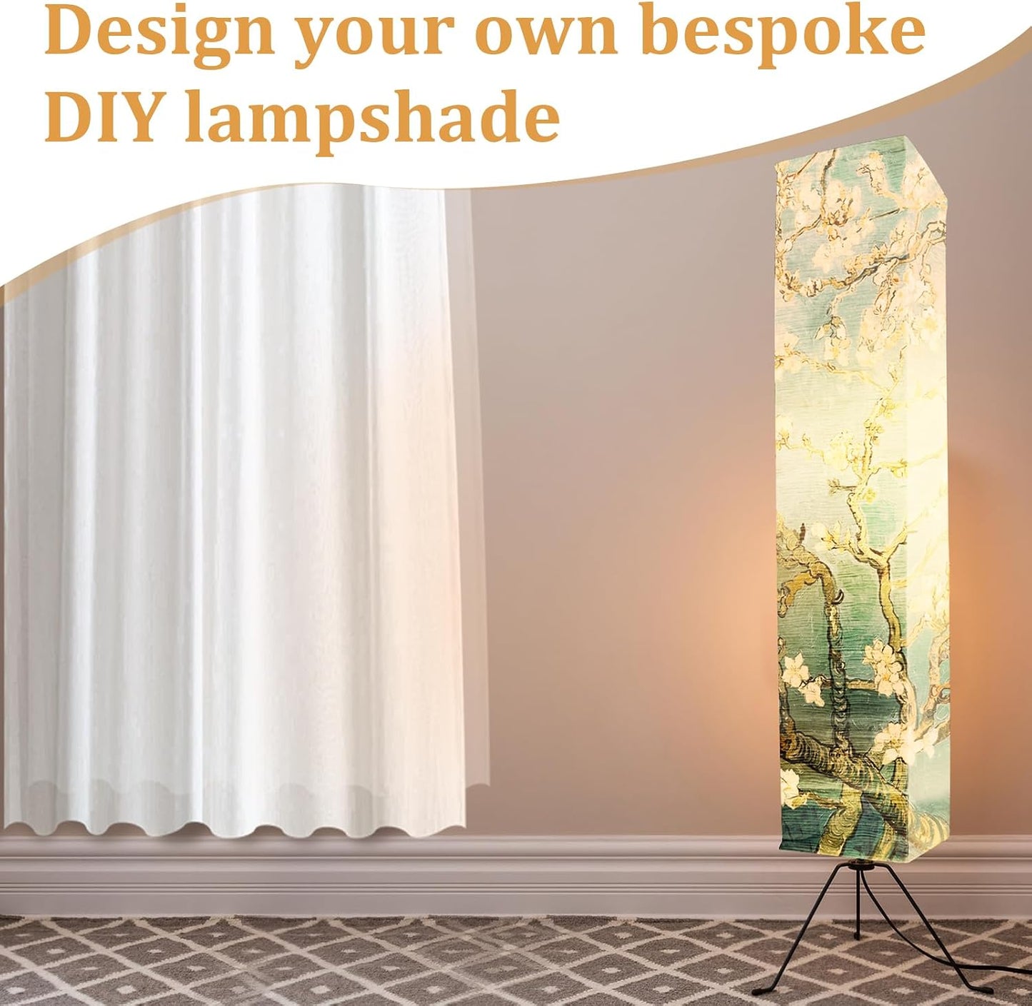 Rice Japanese Paper Lamp Shade, Replacement Foldable Paper Lampshade for Living Room Bedroom