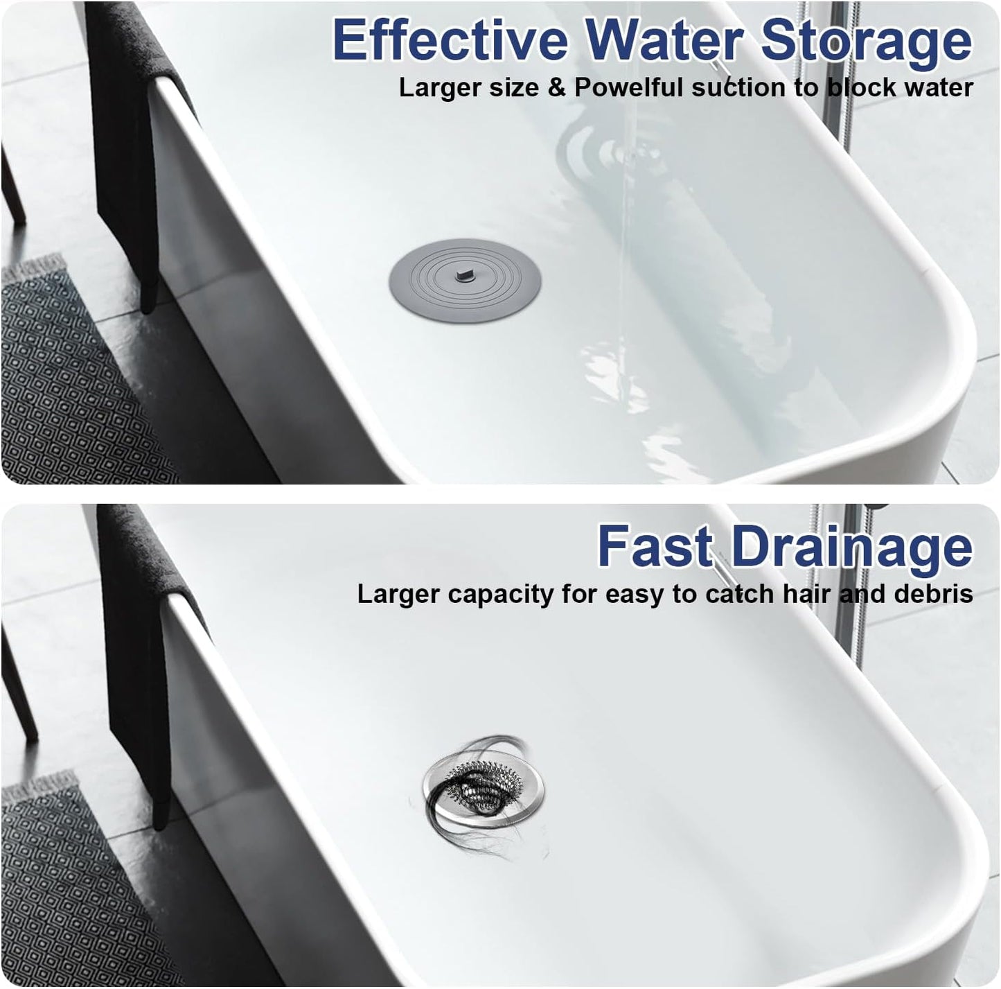 TRAPMATE Shower Drain Hair Catcher, 4.4" Easy Clean Bathtub Drain Hair Catcher, Anti-Slip Bath Tub Drain Protector, Upgraded 304 Stainless Steel Shower Sink Drain Cover for Bathroom (Patented Product)