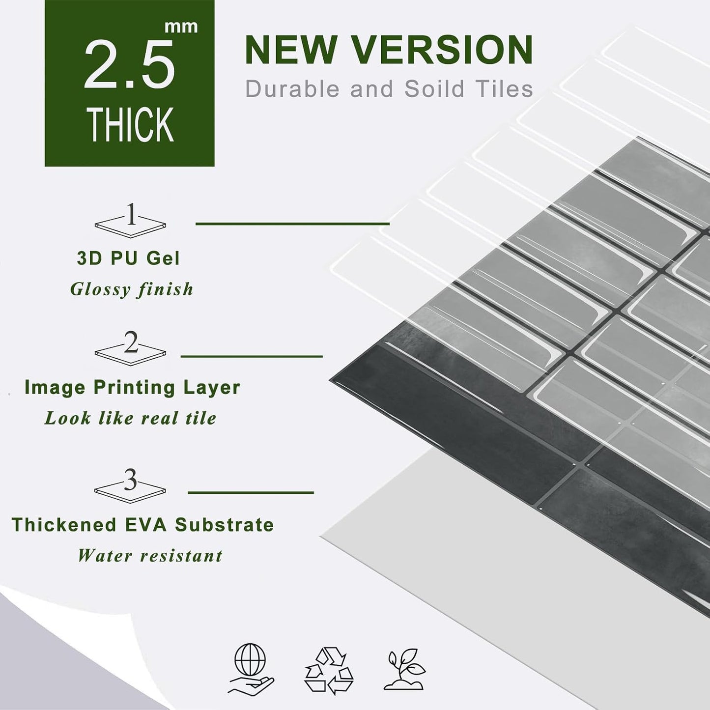 STICKGOO 10-Sheet Peel and Stick Backsplash Tile, Self Adhesive Vinyl Wall Tiles, Stick on Backsplash for Kitchen and Bathroom(Thicker Design)
