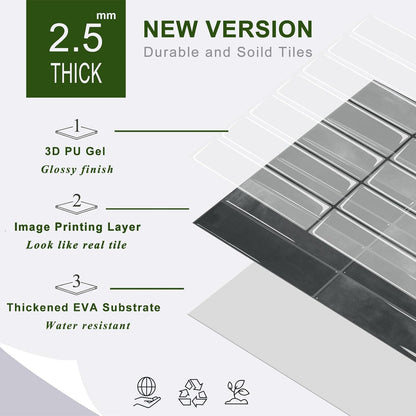 STICKGOO 10-Sheet Peel and Stick Backsplash Tile, Self Adhesive Vinyl Wall Tiles, Stick on Backsplash for Kitchen and Bathroom(Thicker Design)