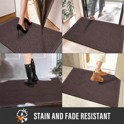 HIYARD Sturdy Front Door Mat, Absorbent Muddy Dirt Resist Welcome Door Mats Outdoor Indoor, Stain and Fade Resistant, Non-Slip Rubber Backing Low Profile Doormat for Entryway, 30×17, Beige