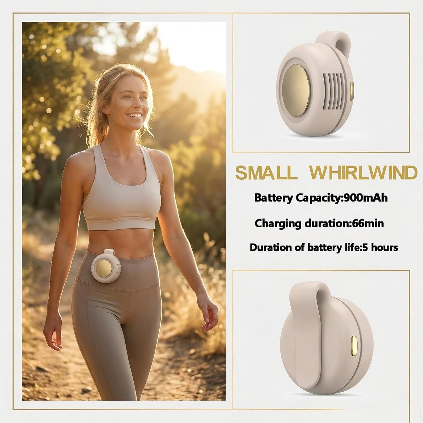 Portable Silent Mini Bladeless Electric fan Clip-On,3-Speed Rotatable Hands-Free Clip-On Fan for Shirt and Waist,Portable Mini Bladeless Fan Clip-On,For Outdoor & Travel & Office & Indoor