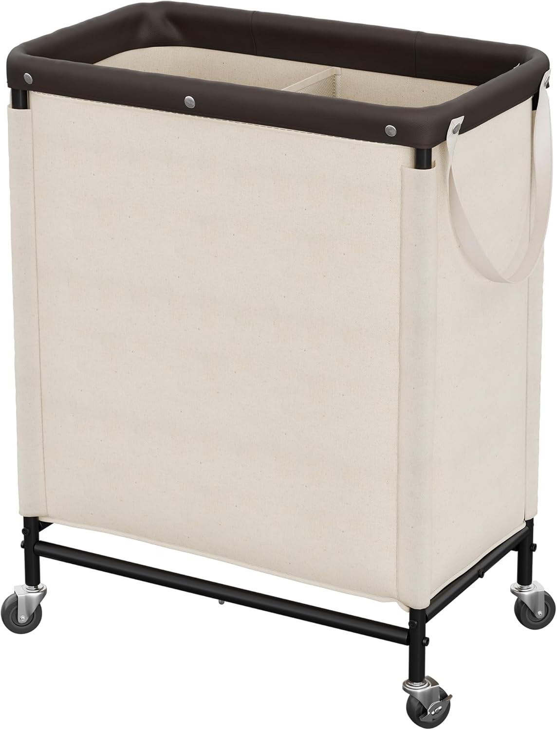 StorageWorks 3 Section Laundry Hamper, Rolling Laundry Cart with Wheels and Handles, Laundry Room Double Sorter for Organizer and Storage, 31.7 Gal(120L), Beige