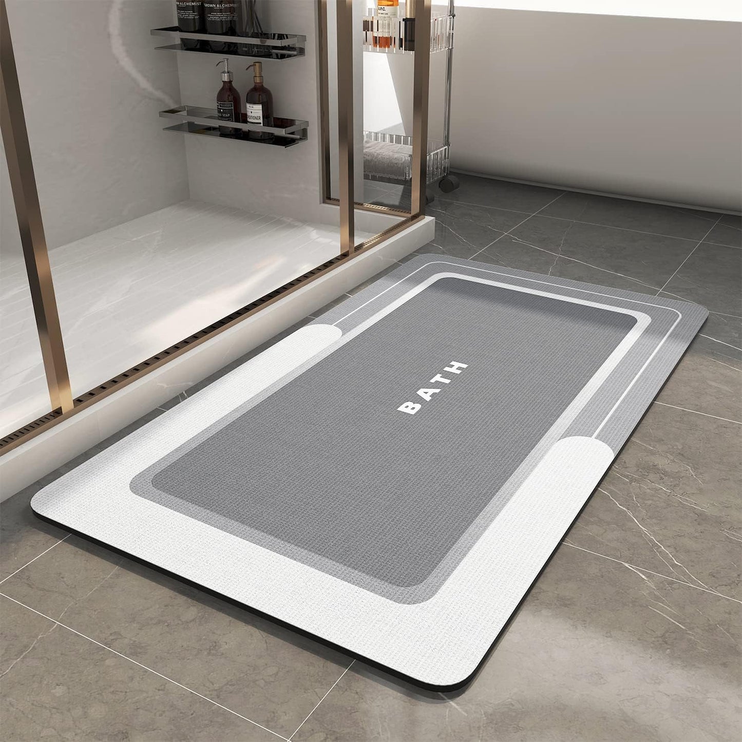 MontVoo-Bath Mat-Bathroom Mat Rug Non Slip Super Absorbent Stain Resistant Quick Dry Thin Bath Rug-Bath Mats for Bathroom Floor Bathtub Vanity-Bathmat Bath Rug Easy Care-17"x27" Grey