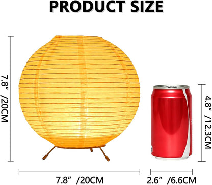 YY YEARCHY Rice Paper Table Lamp 15.3-inch Tall | Push-Button Switch E12 Base Warm Glow Desk Lamp for Bedroom Living Room Office