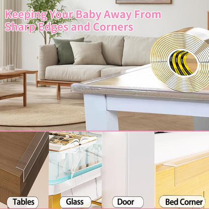 Clear Edge Protector & Corner Protectors, 0.8in（W x 6.6FT(L), Baby Proof Corner Guards for Sharp Edges, Safety Bumper Strip for Furniture, Drawers, Tables & Cabinets