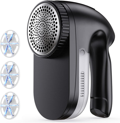 PKBD IPX6 Waterproof Washable Electric Fabric Shaver and Lint Remover, Rechargeable Sweater Defuzzer with 3 Free Extra Blades, Quickly and Effectively Remove Fluff, Fuzz, Bobbles for Clothes, White