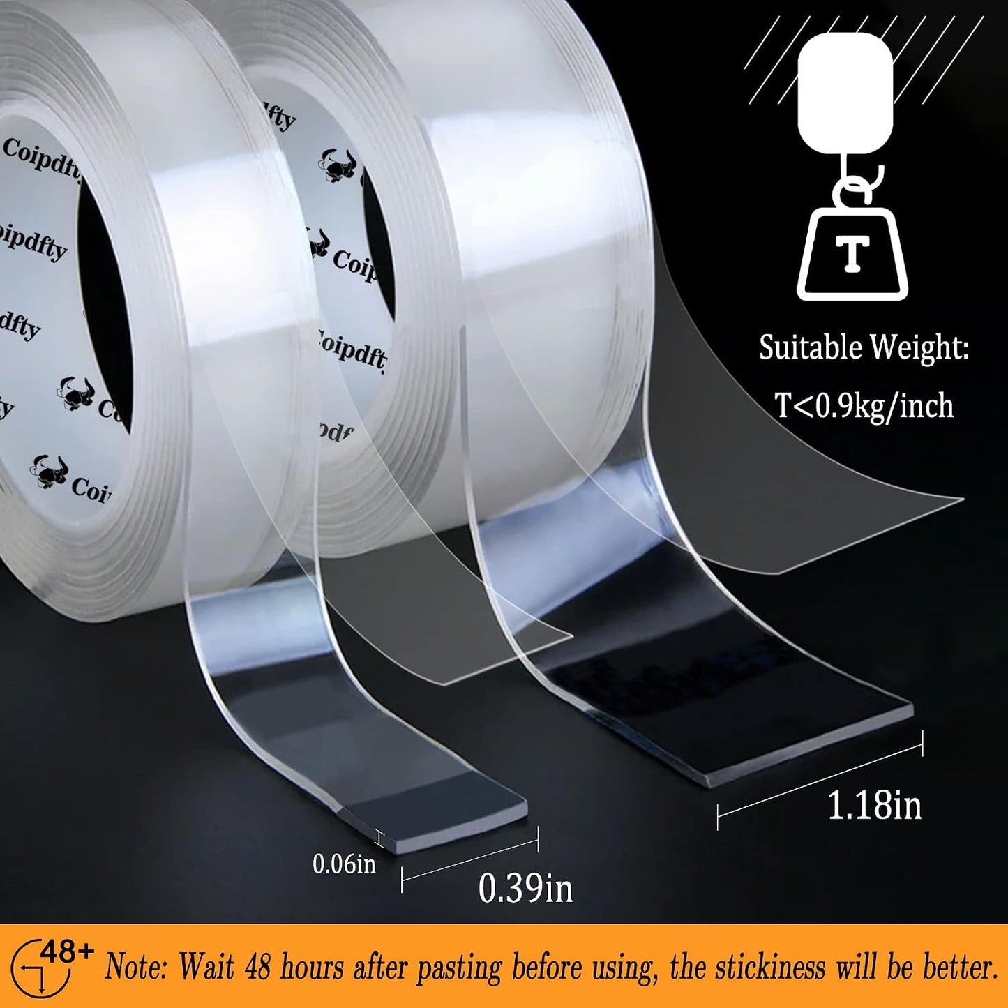 Double Sided Tape Heavy Duty for Wall Decor No Damage to Paint,Clear Removable Mounting Tape,Nano Two Sided Adhesive Tape,Picture Hanging Strips for Posters,Stickers - 3Rolls,Total(1.18in*20FT)