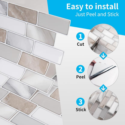 Art3d 10-Sheet Kitchen Backsplash Tiles Peel and Stick, Self Adhesive Wall Tile Sticker for Kitchen Island Bathroom Laundry Room RV Renter 12" x 12" - Jade Green