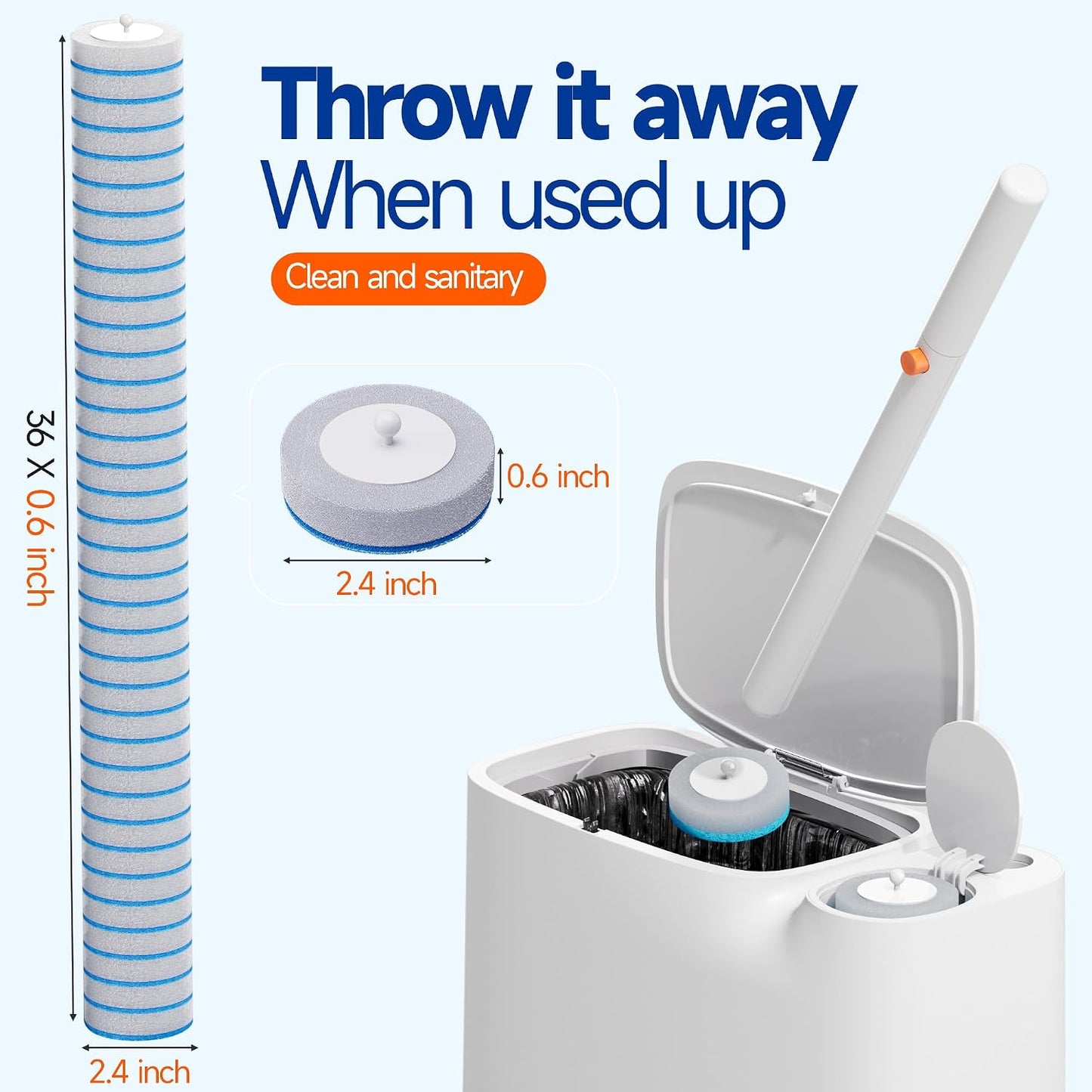 Disposable Toilet Brush and Holder Set with 18 Bowl Wand Cleaners Refill Pads, Bathroom Wall Mounted Toilet Bowl Cleaners Kit.