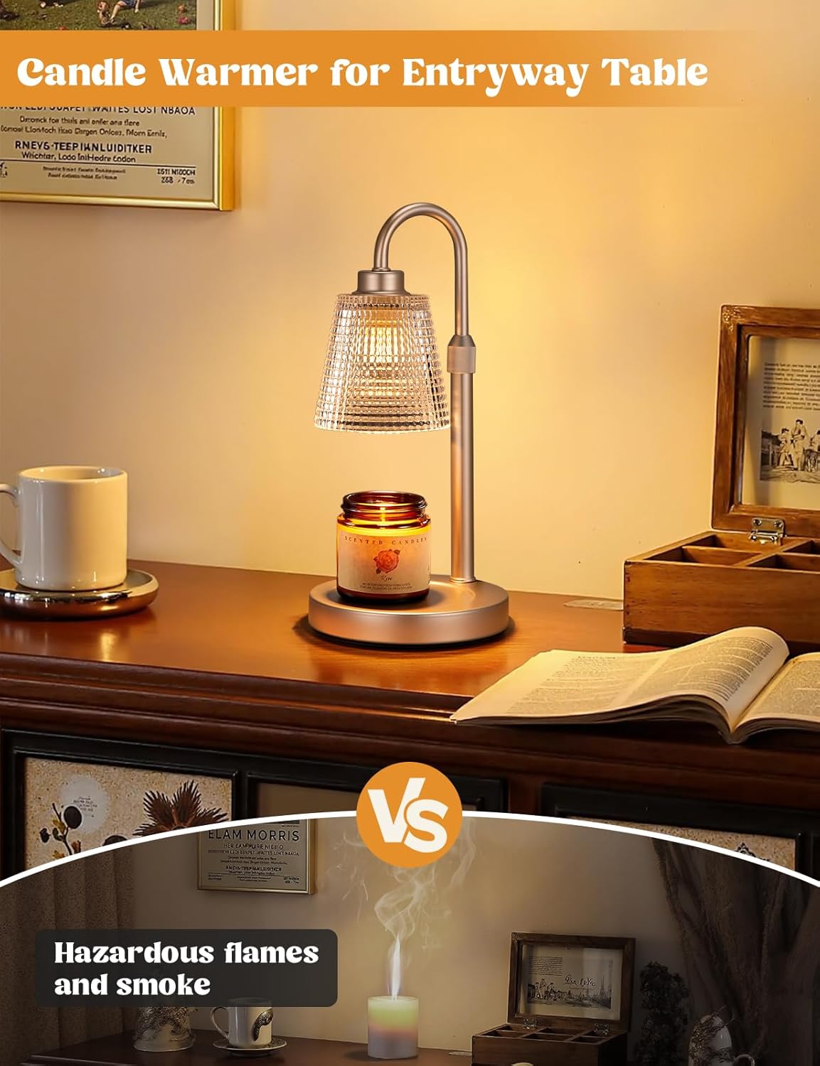 Innqoo Candle Warmer Lamp with Timer, Dimmable Candle Warmer for Jar Candles, Height Adjustable Wax Melts Warmer, Birthday Gifts for Women Mom, House Warming Gifts New Home Decor