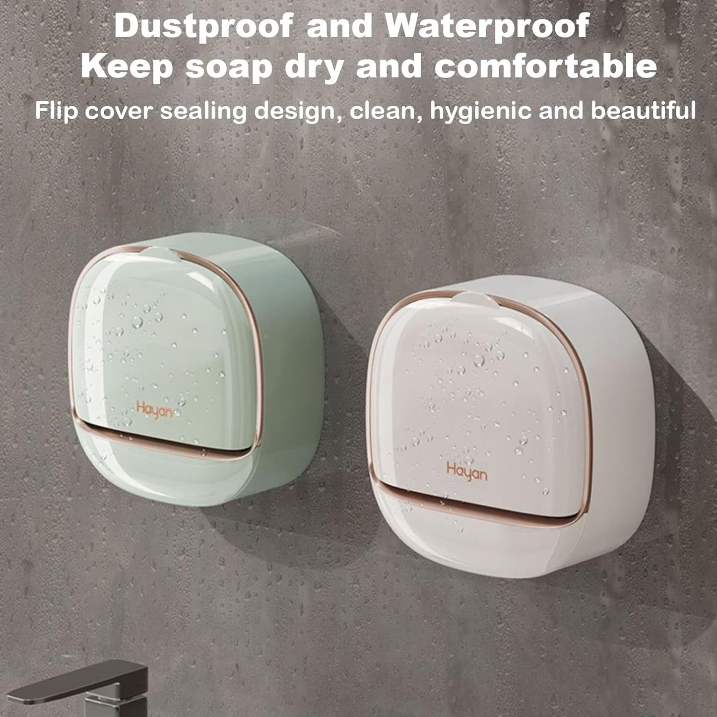 Soap Holder Dish Shower, Bar Soap Holder with Drainage, Self Draining Soap Holder, Wall Mounted Soap Box Tray Container for Bathroom, Bathtub Kitchen Sink (1PC White)