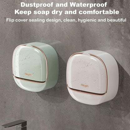 Soap Holder Dish Shower, Bar Soap Holder with Drainage, Self Draining Soap Holder, Wall Mounted Soap Box Tray Container for Bathroom, Bathtub Kitchen Sink (1PC White)