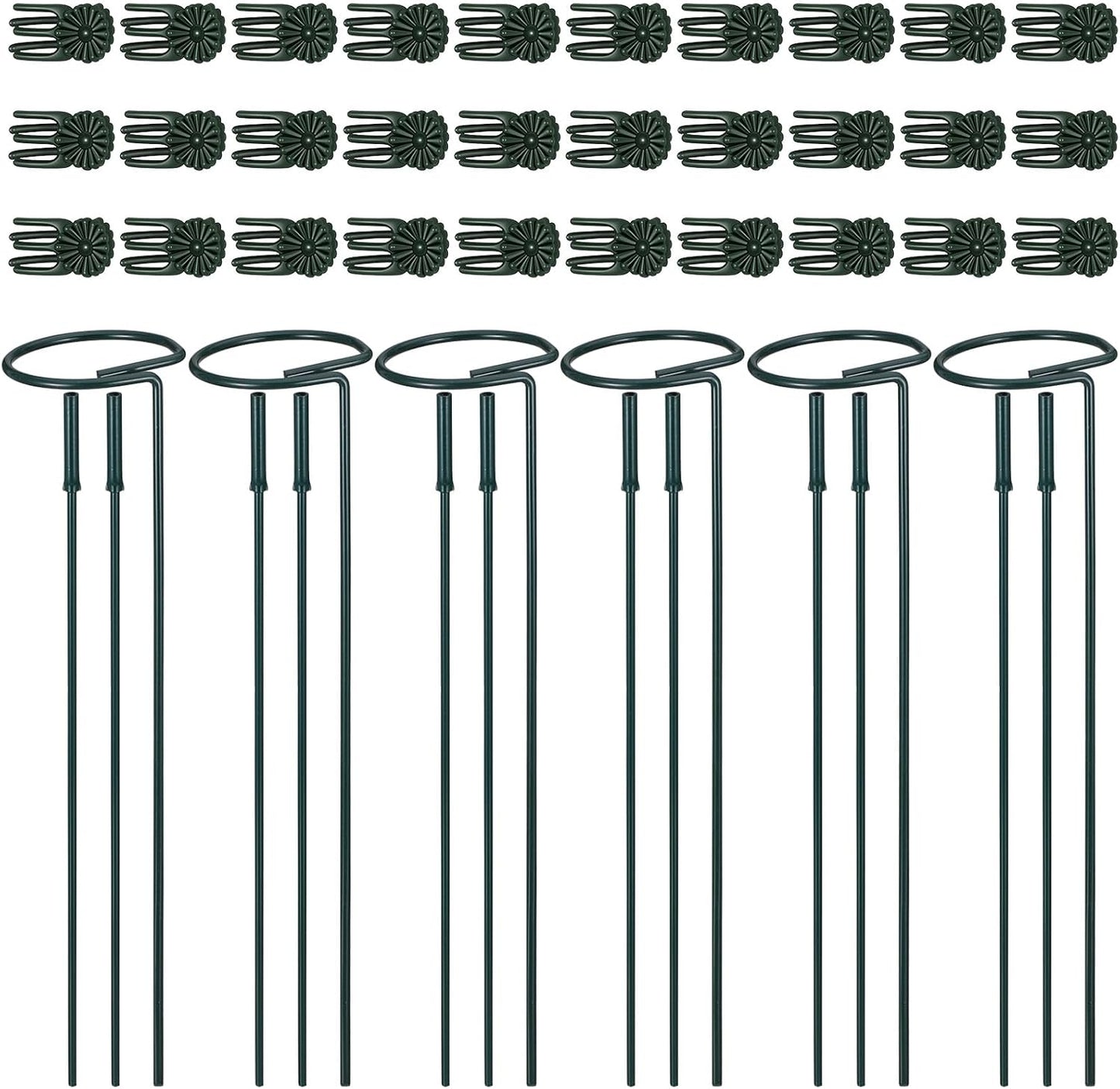 6pcs Plant Support Stakes Plant Stakes for Indoor 12/25/36 Inch Plants Sticks Support Adjustable Tall Plants Holder Sticks with 30 Clip for Peony Tomato Orchid Lily Flower