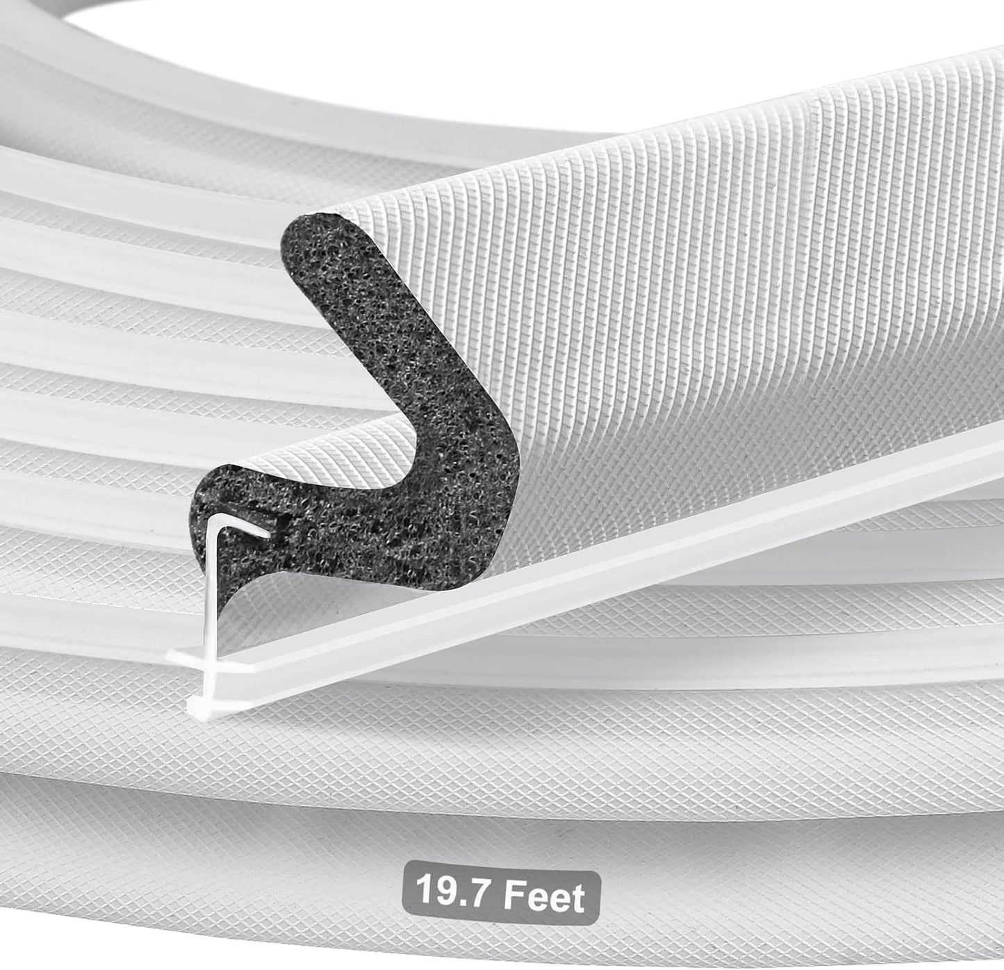 40FT Kerf V‑Shaped Weather Stripping Door Seal, Press‑in Seal for Pre‑Cut Slot Doors, Not Self‑Adhesive, Soundproof Draft Blocker for Exterior Front Doors, Fits Large Gaps, Easy DIY Install (White)
