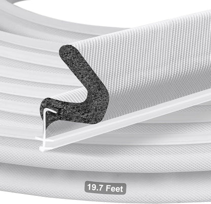 40FT Kerf V‑Shaped Weather Stripping Door Seal, Press‑in Seal for Pre‑Cut Slot Doors, Not Self‑Adhesive, Soundproof Draft Blocker for Exterior Front Doors, Fits Large Gaps, Easy DIY Install (White)