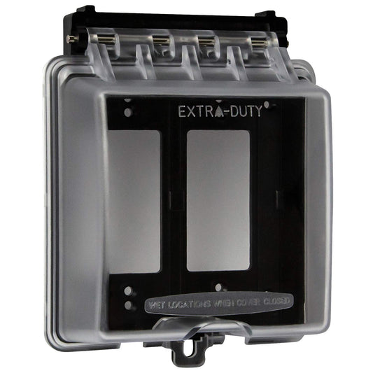 ENERLITES 2-Gang Weatherproof Outdoor Outlet Cover Extra-Duty in-Use Outlet Cover, Outdoor Decorator/GFCI Receptacle Outlets, 6.1” H x 5.2” W x 2.5” D, IUC2V-D, Clear