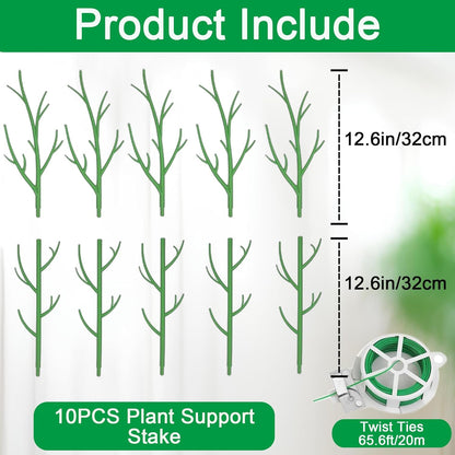Orgrimmar 10 Pack Monstera Plant Support Stakes Adjustable Length with Green Ties for Indoor Outdoor Climbing Plants